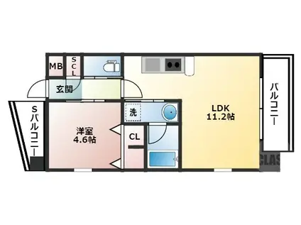 プレジオ十三(1LDK/13階)の間取り写真