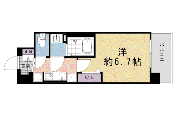 ソルテラス京都JUJO薫(1K/5階)の間取り写真