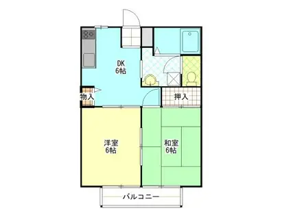 アザレアタウンA(2DK/2階)の間取り写真