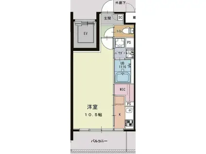 DUALEA(1K/4階)の間取り写真