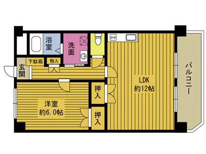 クレベール凌雲台(1LDK/2階)の間取り写真