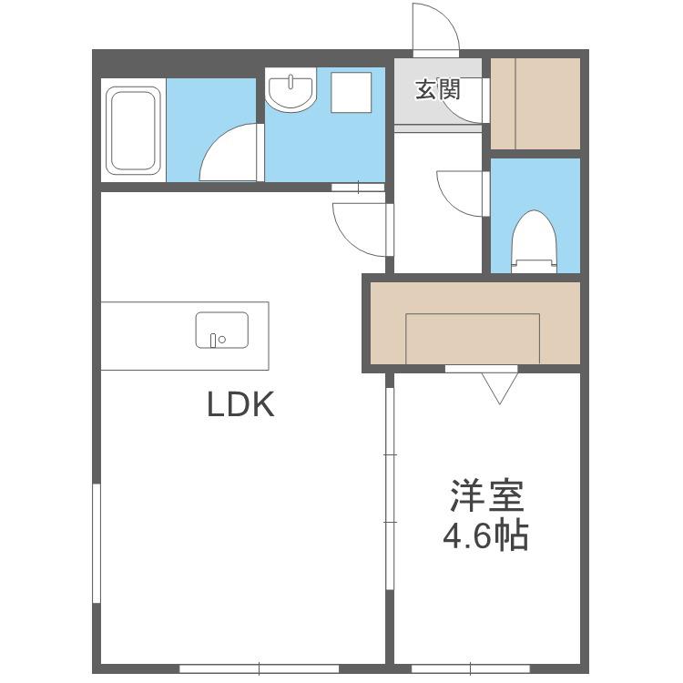 カレラ学園前(1LDK/2階)の間取り写真