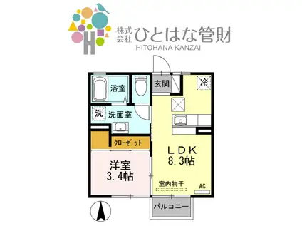 ネット使い放題エクセルII(1LDK/1階)の間取り写真