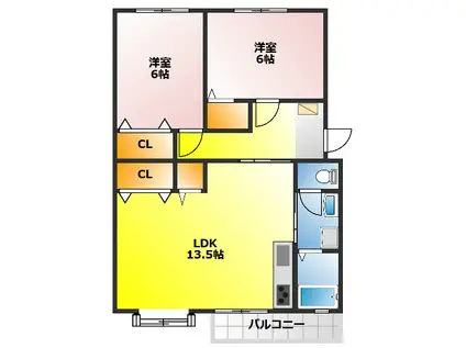 早茂マンションC棟(2LDK/4階)の間取り写真