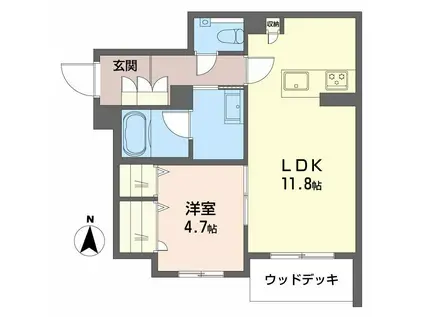 リラ グリシーヌ(1LDK/1階)の間取り写真