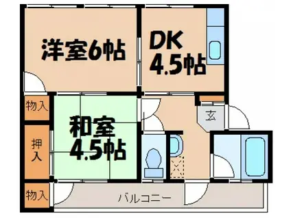 第1唯間ビル(2DK/1階)の間取り写真
