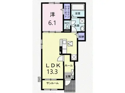 CASA LINO B(1LDK/1階)の間取り写真