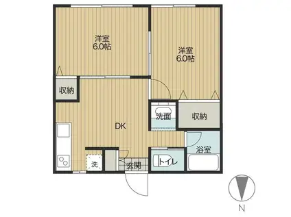 セントラルタカラ(2DK/1階)の間取り写真