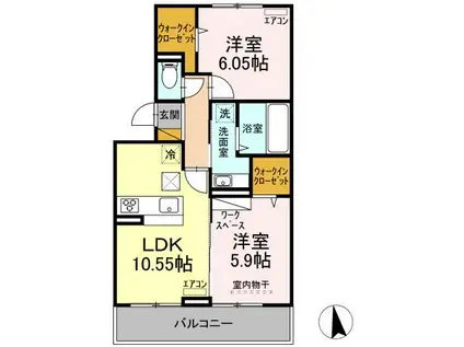 D-ROOMちはら台 F(2LDK/2階)の間取り写真