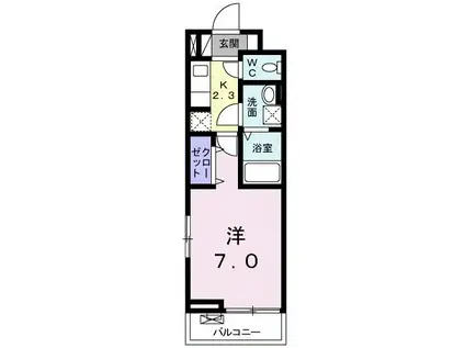 ペルソナプレイス(1K/2階)の間取り写真