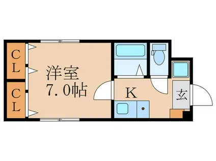 リバージュ北浜(1K/2階)の間取り写真