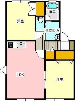 グランディールA棟(2LDK/2階)の間取り写真