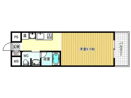 カーサリック同心(1K/10階)の間取り写真