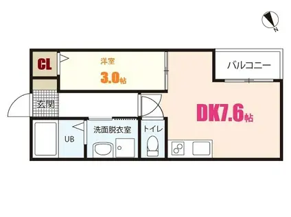 RELACION長束I(1DK/2階)の間取り写真