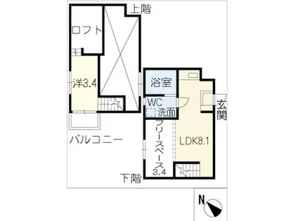 HARMONIOUS TERRACE(1LDK/1階)の間取り写真