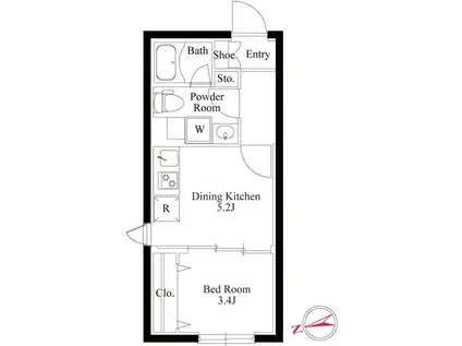 コンポジット野方(1DK/3階)の間取り写真