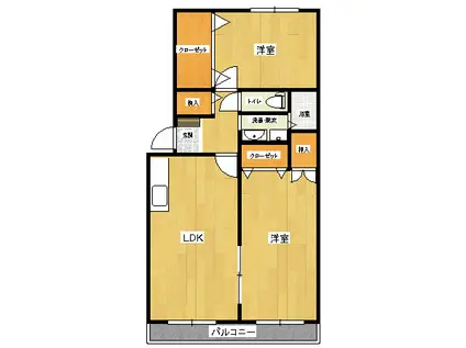 メゾンフセ(2LDK/2階)の間取り写真