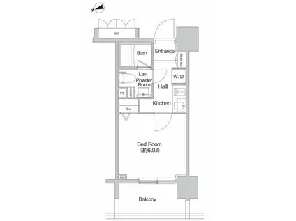 プライムアーバン神楽坂(1K/3階)の間取り写真