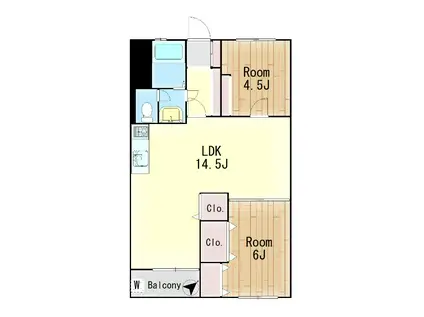 篠原コーポラスA棟(2LDK/6階)の間取り写真
