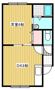 リバーサイドI(1DK/2階)の間取り写真