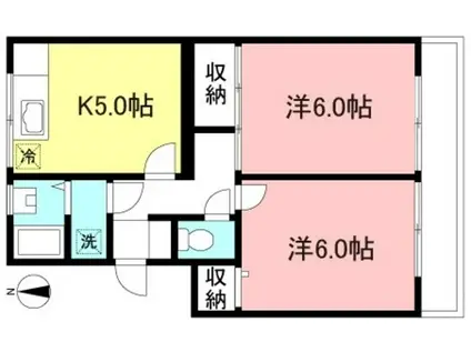 サンハイム新富(2K/1階)の間取り写真