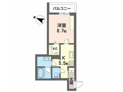 シャーメゾン リバーサイド A(1K/2階)の間取り写真