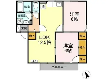 JASTS SOLEIL F棟(2LDK/2階)の間取り写真