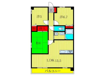 ファインビュー千葉(3LDK/5階)の間取り写真