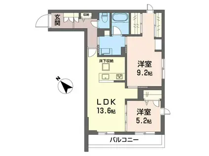 フェリシード野沢(2LDK/1階)の間取り写真