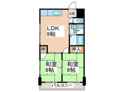 コーポ朋栄(2LDK/4階)の間取り写真