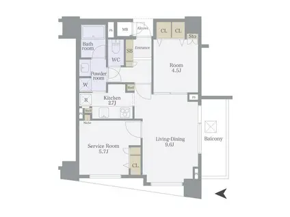 クレッセント麻布II(1SLDK/6階)の間取り写真