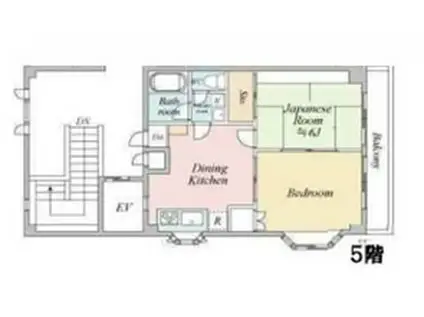 NK上尾ビル(2DK/5階)の間取り写真