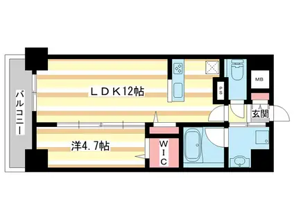SOLE CEDAR西大寺(1LDK/6階)の間取り写真