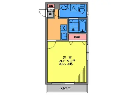 アンムート上池台(1K/3階)の間取り写真