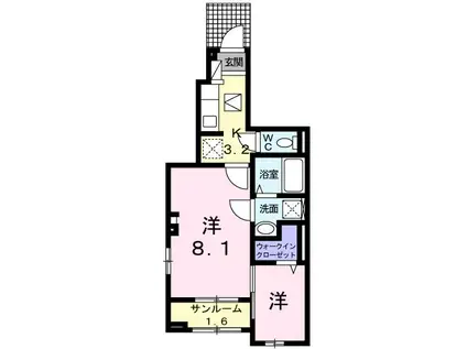 パンフィーユ(2K/1階)の間取り写真