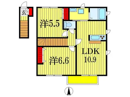 フォレストN III(2LDK/2階)の間取り写真