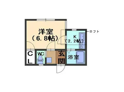 ヘルシー御所(1K/1階)の間取り写真