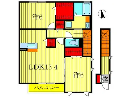 グレイスヒル(2LDK/2階)の間取り写真