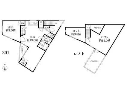ラビリンス(1LDK/3階)の間取り写真