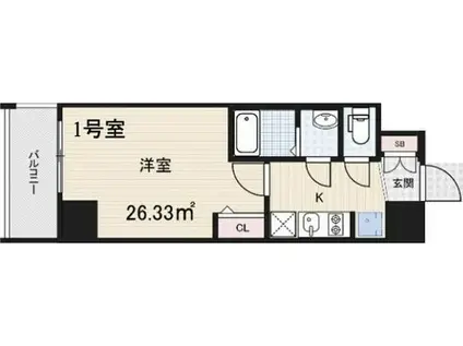 ラヴィータ難波元町(1K/2階)の間取り写真