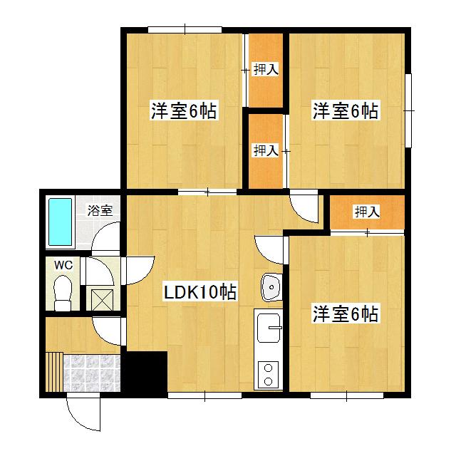 ハッピーハウス2(3LDK/1階)の間取り写真