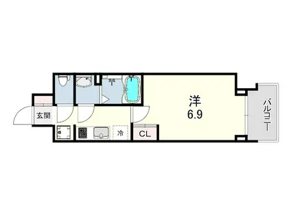 GENOVIA神戸湊川公園(1K/6階)の間取り写真