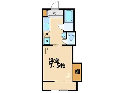 ホワイティ志田(1K/1階)の間取り写真