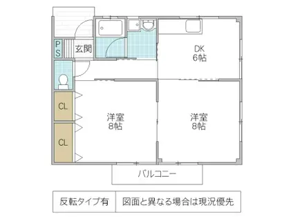 パルカサハラ(2DK/2階)の間取り写真