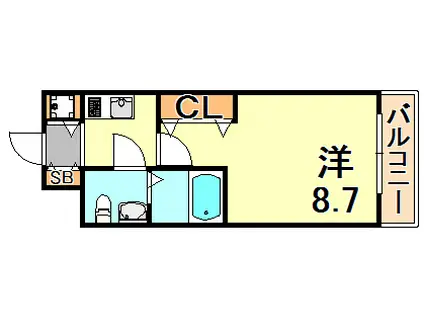 S-RESIDENCE神戸磯上通(1K/8階)の間取り写真
