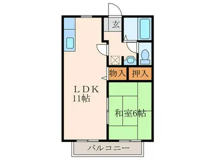 ビーライン須賀(1LDK/2階)の間取り写真