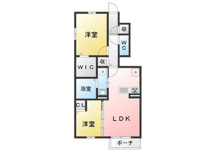 西東京市中町(2LDK/1階)の間取り写真