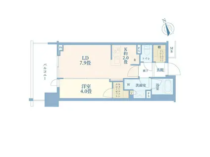 リビオタワー羽沢横浜国大(1LDK/5階)の間取り写真