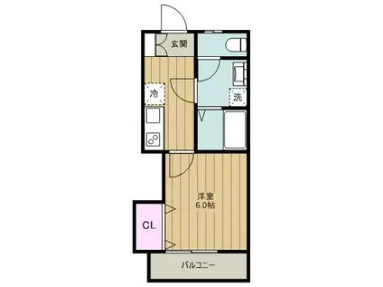 ヒロセテラス(1K/1階)の間取り写真