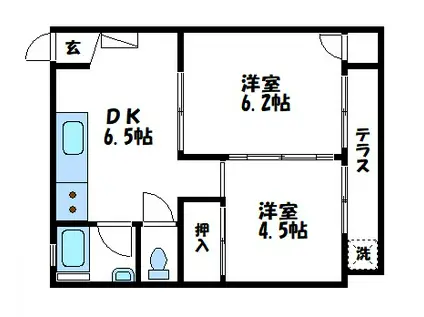 坂本ビル(2DK/1階)の間取り写真